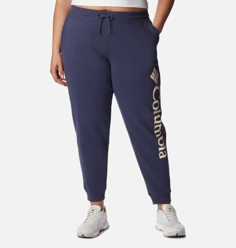 Women\'s Columbia Logo Fleece Jogger Navy | Plus Size CA-SA064